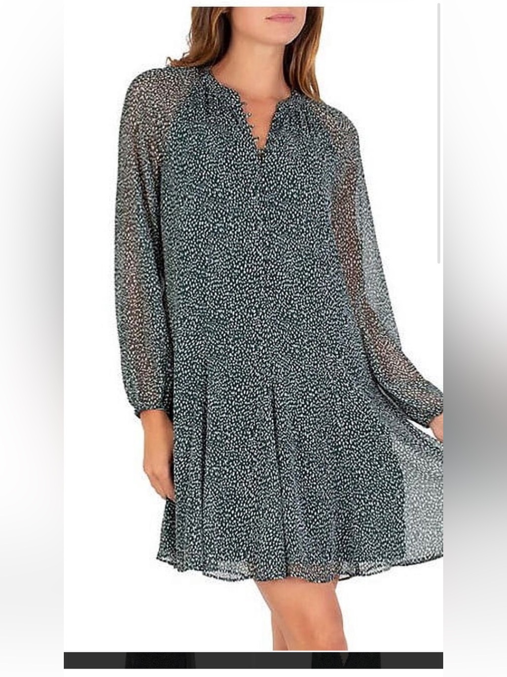 Joie Black & White Speckled Long-Sleeve Swing Dress
